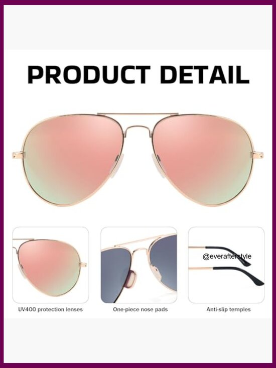 Metal Frame Polarized Aviator Sunglasses UV Protection